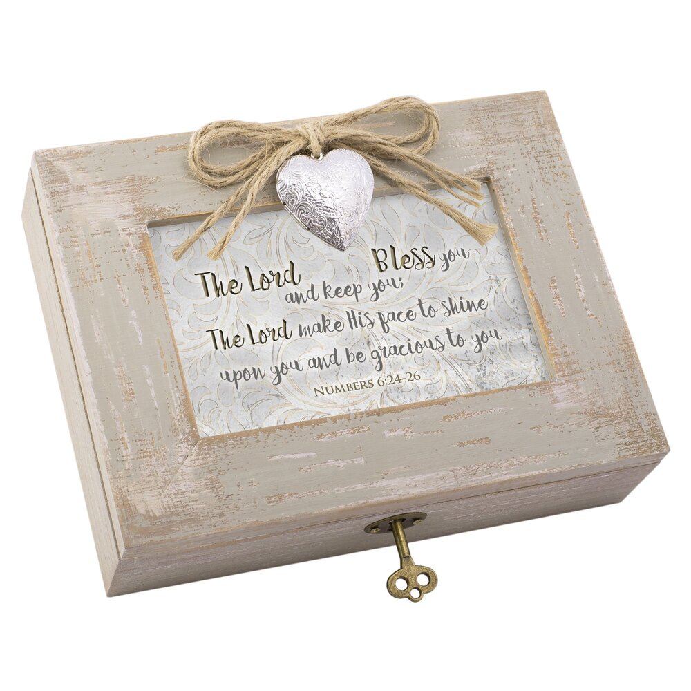 2613 Lord Bless and Keep You Natural Taupe Jewelry Music Box Plays How